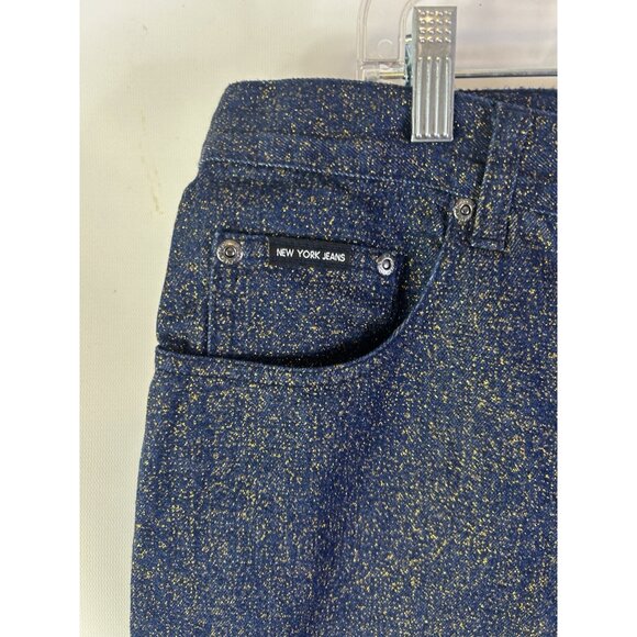 Deadstock VTG 90s Glitter Denim Jean Straight Leg Pants Rave Grunge - Picture 3 of 9